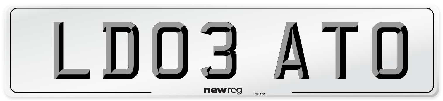 LD03 ATO Number Plate from New Reg